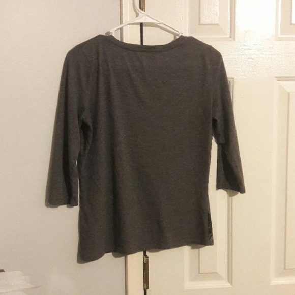 Talbot petites small 3/4 sleeve grey tee & flowers - Picture 5 of 6